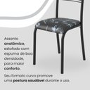 Ver imagem 6 de Conjunto Sala de Jantar Mesa Quadrada 70x70cm Tampo MDP Off White 4 Cadeiras Paraty Preto/Floral/Fosco