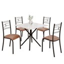 Ver imagem 2 de Conjunto Sala de Jantar Mesa Quadrada 70x70cm Tampo MDP Off White 4 Cadeiras Paraty Preto/Courino Marrom/Fosco