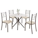 Ver imagem 2 de Conjunto Sala de Jantar Mesa Quadrada 70x70cm Tampo MDP Off White 4 Cadeiras Paraty Prata/Creme/Mart