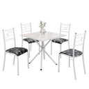 Ver imagem 2 de Conjunto Sala de Jantar Mesa Quadrada 70x70cm Tampo MDP Off White 4 Cadeiras Paraty Branco/Preto Floral
