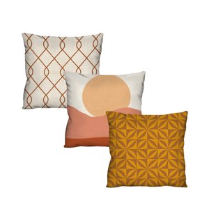 Kit C/ 3 Capas de Almofadas Estampadas Decorativas para Sofá 100% Algodão - 45x45cm