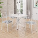 Ver imagem 1 de Conjunto Sala de Jantar Mesa Quadrada 70x70cm Tampo MDP Off White 4 Cadeiras Paraty Branco/Paraopeba