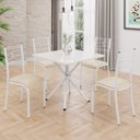 Ver imagem 1 de Conjunto Sala de Jantar Mesa Quadrada 70x70cm Tampo MDP Off White 4 Cadeiras Paraty Branco/Creme