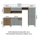 Ver imagem 4 de Armário de Cozinha Completa 293cm Rustic/Cinza Emilly Madesa 01