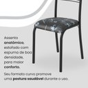 Ver imagem 6 de Conjunto Sala de Jantar Mesa Quadrada 75x75cm Tampo MDP Ardósia Indiana 4 Cadeiras Paraty Preto/Floral/Fosco