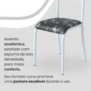 Ver imagem 6 de Conjunto Sala de Jantar Mesa Quadrada 75x75cm Tampo MDP Ardósia Indiana 4 Cadeiras Paraty Branco/Preto Floral