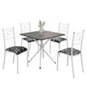 Ver imagem 2 de Conjunto Sala de Jantar Mesa Quadrada 75x75cm Tampo MDP Ardósia Indiana 4 Cadeiras Paraty Branco/Preto Floral