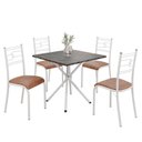 Ver imagem 2 de Conjunto Sala de Jantar Mesa Quadrada 75x75cm Tampo MDP Ardósia Indiana 4 Cadeiras Paraty Branco/Courino Marrom