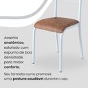 Ver imagem 6 de Conjunto Sala de Jantar Mesa Quadrada 75x75cm Tampo MDP Ardósia Indiana 4 Cadeiras Paraty Branco/Courino Marrom
