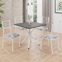 Ver imagem 1 de Conjunto Sala de Jantar Mesa Quadrada 75x75cm Tampo MDP Ardósia Indiana 4 Cadeiras Paraty Branco/Paraopeba