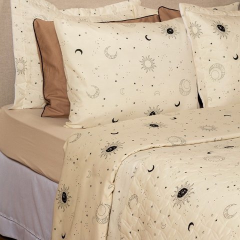 Jogo Lençol Cama King 4 Peças Algodão Percal 150 Fios Essencialle:sol e Lua