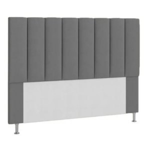 Cabeceira Estofada Cama Box Casal 140 Cm Carla Suede Cinza