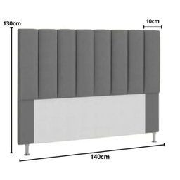 Cabeceira Estofada Cama Box Casal 140 Cm Carla Suede Cinza - 2