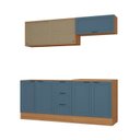 Ver imagem 2 de Cozinha Compacta Planejada 4 Peças 2 Aéreos 2 Balcões Soho CabeCasa MadeiraOriginals Azul/Freijó