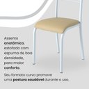 Ver imagem 6 de Conjunto Sala de Jantar Mesa Quadrada 75x75cm Tampo MDP Ardósia Indiana 4 Cadeiras Paraty Branco/Creme