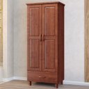 Ver imagem 1 de Guarda Roupa Solteiro 2 Portas 1 Gaveta em Madeira Linha Bronze - Imbuia