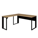 Ver imagem 1 de Mesa L Escrivaninha 150cm X 150cm Pés Metal Mac Pr F5 Cor:macadâmia com Preto