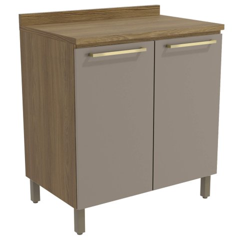 Armário de Cozinha Balcão 2 Portas 80cm com Tampo e Pés M623 Botanic Kappesberg