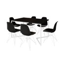 Ver imagem 6 de Mesa Industrial Jantar Retangular 137X90Cm Preta Base V Com 6 Cadeiras Pretas Ferro Bra Preto
