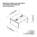 Ver imagem 3 de Estação de Trabalho Mesa Plataforma Escritório Dupla para 2 Pessoas com Caixa de Tomada Pé Painel Cinza/Preto