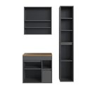 Ver imagem 4 de Conjunto Banheiro Modulado 88 cm com 3 Peças Gabinete Suspenso sem Cuba Bahamas Yescasa Grafite