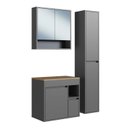Ver imagem 2 de Conjunto Banheiro Modulado 88 cm com 3 Peças Gabinete Suspenso sem Cuba Bahamas Yescasa Grafite