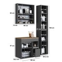 Ver imagem 3 de Conjunto Banheiro Modulado 88 cm com 3 Peças Gabinete Suspenso sem Cuba Bahamas Yescasa Grafite