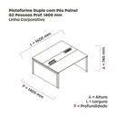 Ver imagem 3 de Estação de Trabalho Mesa Plataforma Escritório Dupla para 2 Pessoas com Caixa de Tomada Pé Painel Branco/Preto