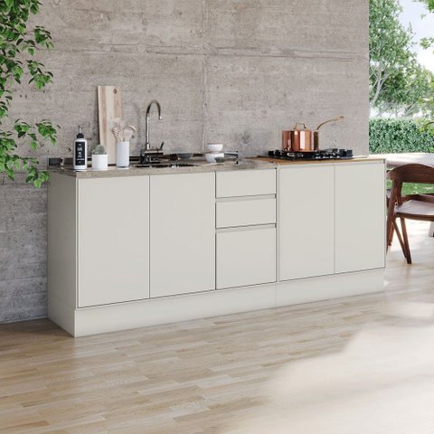 Balcão de Cozinha Fineze 5 Portas 2 Gavetas 100% MDF Areia Hp/Cinamomo - Henn