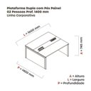 Ver imagem 3 de Estação de Trabalho Mesa Plataforma Escritório Dupla para 2 Pessoas com Caixa de Tomada Pé Painel Marrom/Walnut/Preto