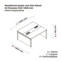 Ver imagem 3 de Estação de Trabalho Mesa Plataforma Escritório Dupla para 2 Pessoas com Caixa de Tomada Pé Painel Marrom/Walnut/Grafito