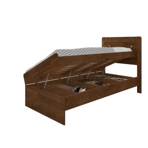 Cama Solteiro Larissa Framar com Baú Organização Prática Funcional com Colchão Solteiro D20 Cor Malb