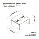 Ver imagem 3 de Estação de Trabalho Mesa Plataforma Escritório Dupla para 2 Pessoas com Caixa de Tomada Pé Painel Marrom/Noce Marromle/Grafito