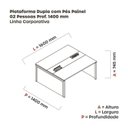 Ver imagem 3 de Estação de Trabalho Mesa Plataforma Escritório Dupla para 2 Pessoas com Caixa de Tomada Pé Painel
