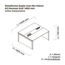 Ver imagem 3 de Estação de Trabalho Mesa Plataforma Escritório Dupla para 2 Pessoas com Caixa de Tomada Pé Painel Cinza/Grafito