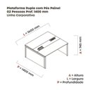 Ver imagem 3 de Estação de Trabalho Mesa Plataforma Escritório Dupla para 2 Pessoas com Caixa de Tomada Pé Painel Branco/Grafito