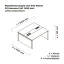 Ver imagem 3 de Estação de Trabalho Mesa Plataforma Escritório Dupla para 2 Pessoas com Caixa de Tomada Pé Painel Branco