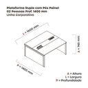 Ver imagem 3 de Estação de Trabalho Mesa Plataforma Escritório Dupla para 2 Pessoas com Caixa de Tomada Pé Painel Cinza/Branco