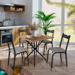 Mesa Pequena para Cozinha 4 Cadeiras Preto Carvalho Manteiga Ash Slim Shop Jm - 1