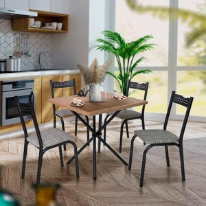 Mesa Pequena para Cozinha 4 Cadeiras Preto Carvalho Manteiga Ash Slim Shop Jm