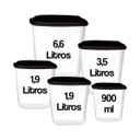 Ver imagem 3 de Jogo Kit Conjunto 5 Potes Porta Mantimentos Temperos C/tampa Uninjet Preto