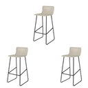 Ver imagem 1 de Conjunto 3 Banquetas Dubai Assento Couro Sintético Base Aço Carbono Encosto Marfim C&m Decor