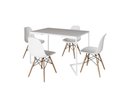 Ver imagem 2 de Mesa de Jantar Industrial Base Ferro Branco em V Tampo 137x90 Branco 4 Cadeiras Eames Madeira Asse