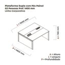 Ver imagem 3 de Estação de Trabalho Mesa Plataforma Escritório Dupla para 2 Pessoas com Caixa de Tomada Pé Painel Marrom/Walnut/Cinza