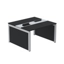 Ver imagem 1 de Estação de Trabalho Mesa Plataforma Escritório Dupla para 2 Pessoas com Caixa de Tomada Pé Painel Preto/Cinza