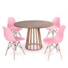 Conjunto Mesa de Jantar Redonda Talia Amadeirada Natural 120cm com 4 Cadeiras Eames Eiffel - Rosa - 1