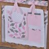 Porta Treco e Fralda Organizador Quarto de Bebê Menino Menina 1 Peça com Laço:nuvem Rosa - 1