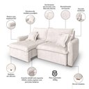 Ver imagem 4 de Sofá 2 Lugares 1,80m Retrátil e Reclinável em Tecido Bouclé – Malta Lucadi Off White