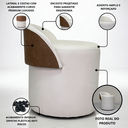 Ver imagem 5 de Kit 2 Puffs Decorativos Redondo Mila com Encosto Suede Bege e Corino Marrom para Penteadeira Sala Re