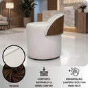 Ver imagem 3 de Kit 2 Puffs Decorativos Redondo Mila com Encosto Suede Bege e Corino Marrom para Penteadeira Sala Re